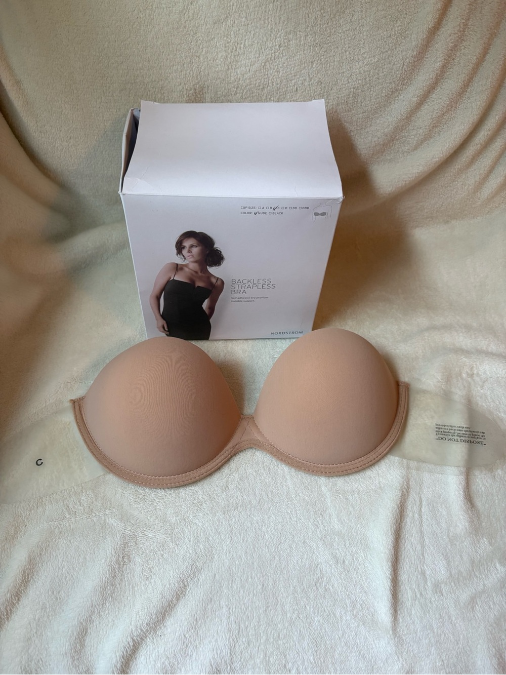 Nordstrom backless Strapless Bra nude C cup